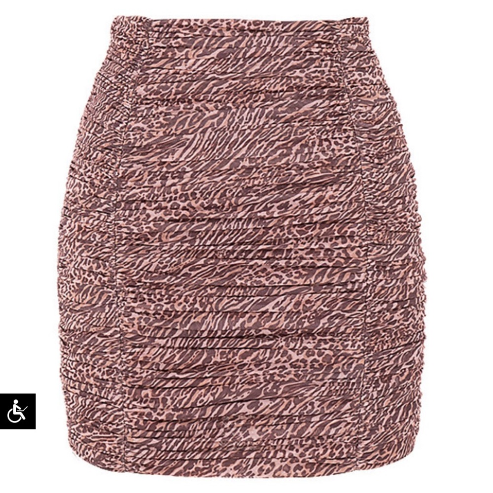 Mistress Rocks - Animal Print Ruched Mini Skirt-Large